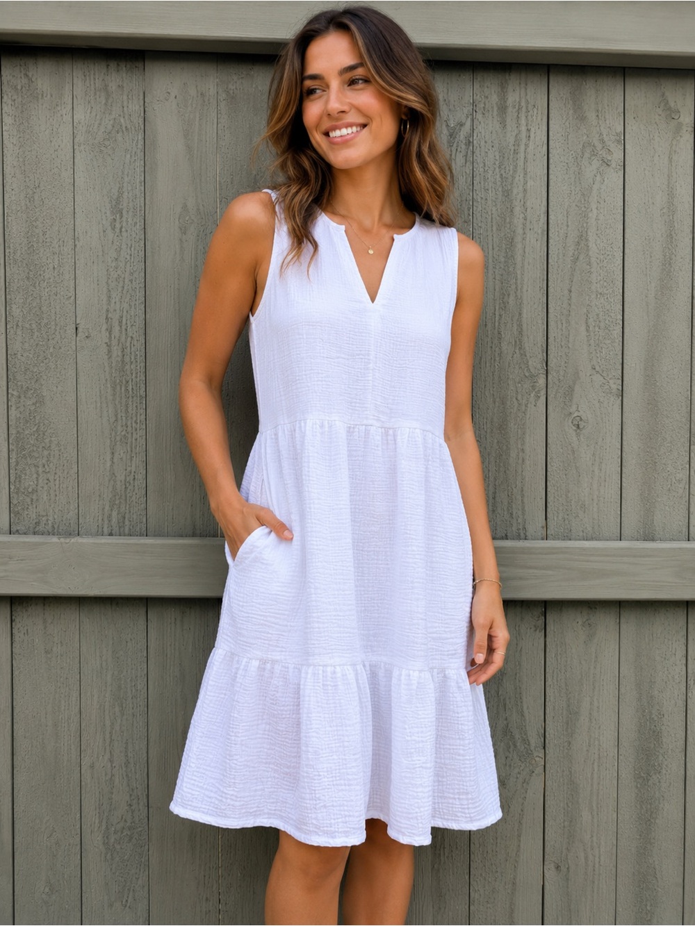 C&C California White Sleeveless Dress